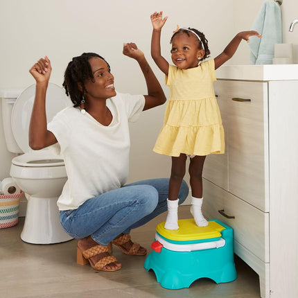 Sesame Street Elmo Hourra ! Pot d'apprentissage 3 en 1, réducteur de toilettes, chaise de pot et marchepied pour garçons et filles, réservoir amovible, poignée de chasse d'eau factice avec sons, bleu