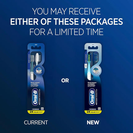 Oral-B Pro Health CrossAction Plaque Removal toothbrushes, 2 Count Toothbrush Soft, Deep Reach in Tight Spaces, Tongue Scraper Tooth Brush, Plaque Fighter, Gentle on Teeth, Gum stimulators