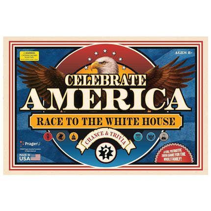 PragerU: Celebrate America - Race to The White House Board Game - USA Trivia Game, America's 250th Anniversary Edition, Families & Kids Ages 8, 2+ Players, Made in