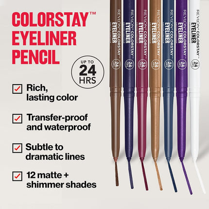 REVLON ColorStay Pencil Waterproof Eyeliner, Smudge-Proof, Eye Makeup with Built-In Sharpener, Stocking Stuffer for Women, 213 Navy, 0.01 oz