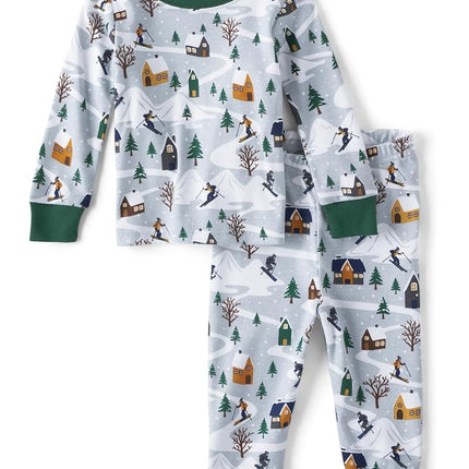 The Children's Place Unisex Kid's Family Matching, Festive Christmas Pajama Sets, Cotton, Blue Skiing, 5 Years