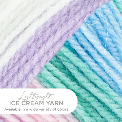 Lion Brand Yarn Ice Cream, Hilo de mezcla acrílica de peso DK para tejer, ganchillo y manualidades, Love Potion, 1 unidad