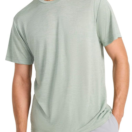 Reebok Apparel Mens Dash Short Sleeve Crewneck T-Shirt, Standard Fit, Breathable Stretch Fabric, Iceberg Green Heather, Large