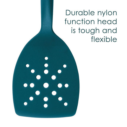 Rachael Ray Tools and Gadgets Spoon, Slotted and Solid Turners Set/Cooking Utensils - 3 Piece, Teal Blue