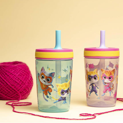 Zak Designs Disney Super Kitties Kelso 15oz Leak-Proof Toddler Cups, 2-Pack