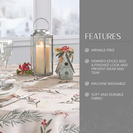 Elrene Home Fashions Holiday Holly Tree Trimmings Christmas Round Tablecloth, 70", Multi