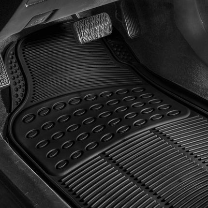 FH Group Climaproof� Trimmable Non-Slip Vinyl Floor Mats Full Set - Universal Fit for Cars Trucks and SUVs (Black) F11306 + F16400