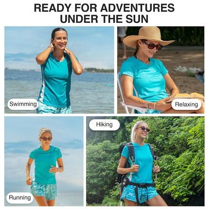 Kanu Surf Women's CB UPF 50+ Swim Tee, Aqua, Small