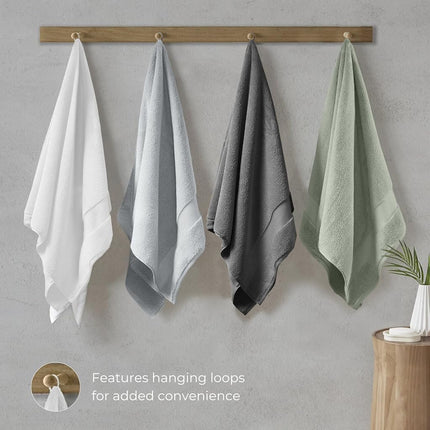 Natureva Bamboo Bath Towels, Set of 6 | Super Absorbent, Quick Dry, Extra Plush | Bamboo Viscose & Zero-Twist Cotton | Thick & Soft Blend | 700 GSM Luxury Shower Bathroom Towel | Colour Chalk