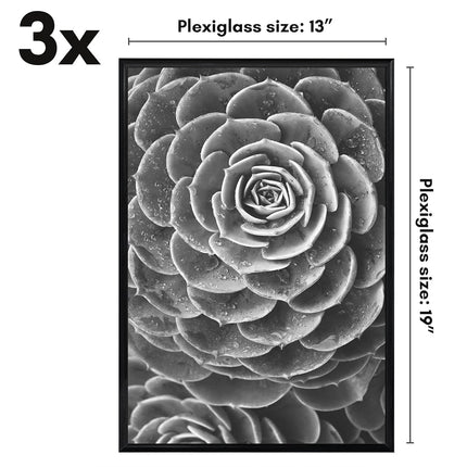 Americanflat Black Picture Frame 13x19 Set of 3, 13x19 Frame with Slim Molding, Plexiglass Cover and Hardware for Horizontal or Vertical Wall Hanging