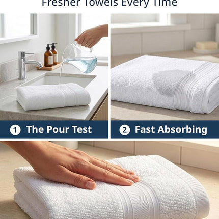 LANE LINEN Hand Towels for Bathroom 100% Cotton 4 Pack 16x28 - White