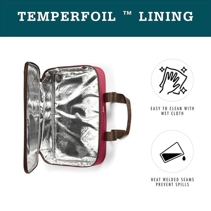 Rachael Ray Lugger Duo, Portacomidas Aislado para Comida Caliente o Fría, Bolsa Térmica para Lasaña para Comidas Compartidas, Fiestas, Picnics y Barbacoas, Compatible con Fuente de Horno de 23 x 33 cm, Borgoña