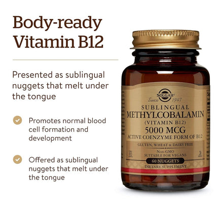 Solgar - Methylcobalamin Vitamin B12 5000 mcg. - 60 Nugget(s)