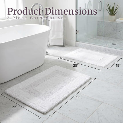 Bedford Home 100 Percent Cotton 2 Piece Reversible Rug Set - White