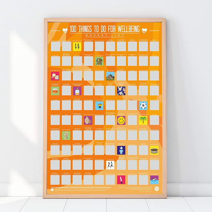 Gift Republic 100 Things To Do For Wellbeing Scratch Off Bucket List Poster, multicolor, Living Room , 46.00 x 59.00 cms