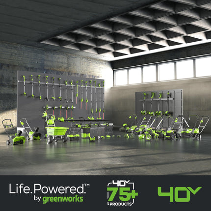 Sopladora de hojas axial inalámbrica Greenworks 40V (100 MPH / 350 CFM), batería de 2.0Ah y cargador incluidos