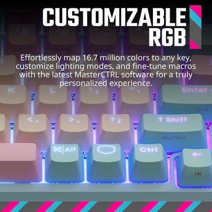 Cooler Master MK770 Macaron Teclado mec�nico inal�mbrico RGB para Juegos, Kailh Box V2 interruptores Blancos, Estructura de Junta, Intercambiable en Caliente, Bluetooth|2.4GHz, Esfera t�ctil de 3