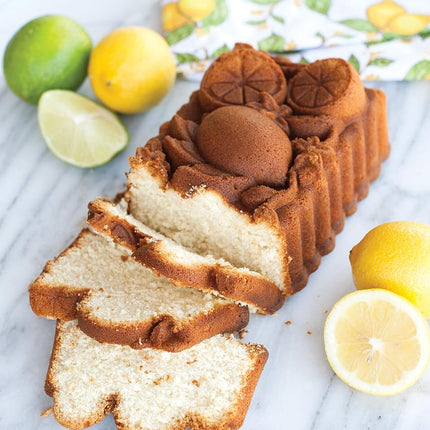Moule à cake Nordic Ware Citrus Blossom Loaf Pan, moule Bundt original en fonte d'aluminium, moule à cake avec motif citron, moule à gâteau fabriqué aux États-Unis, couleur : caramel, capacité 6 tasses