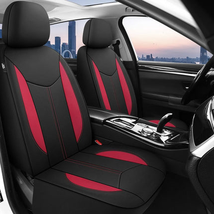 CAROMOP Waterproof Car Seat Cover Full Seats, Neoprene Split Bench Seat Covers for Cars, Universal Fit for Most Car Interior Covers-Sedan Truck SUV(Black/Red)