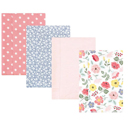 Hudson Baby Unisex Baby Cotton Flannel Burp Cloths, Modern Botanical 4 Pack, One Size