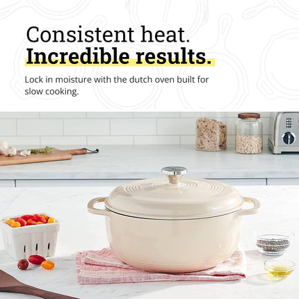 Cocotte en fonte émaillée Lodge de 7,1 litres avec couvercle – Deux poignées – Résistante au four jusqu'à 260 °C ou sur la cuisinière – Utiliser pour mariner, cuire, rôtir, réfrigérer et servir – Bois de santal