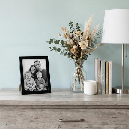 Americanflat 4x5 Picture Frame with Shatter-Resistant Glass - Streamline Collection - Thin Border Photo Frame for Tabletop and Wall Display - Hanging Hardware and Easel Stand Included - Black
