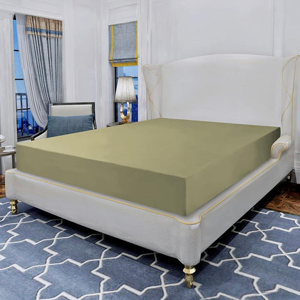 Elegant Comfort Luxurious Wrinkle Resistant 1500 Thread Count Egyptian Quality 1-Piece Fitted Sheet All Around Elastic -Deep Pocket- Ultra Soft Bottom Fitted Sheet, Queen, Sage-Green