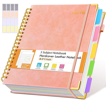 Hardcover Large Spiral Notebook 8.5" x 11" with Re