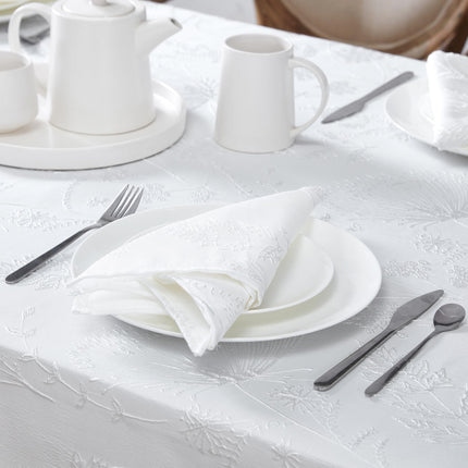 Laura Ashley Napkins Raised Woven Embroidered Jacquard Fabric, Wrinkle Resistant for Dining, Holiday, Party, Wedding or Banquet, Set of 6 Napkins, Cynthia White