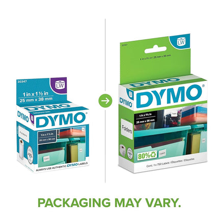 DYMO LW Library Book Spine Labels for LabelWriter Label Printers, White, 1" x 1.5", 1 Roll of 750