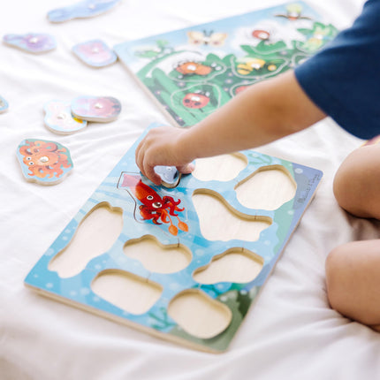Juego de rompecabezas magnéticos de madera Melissa & Doug: Pesca y caza de insectos