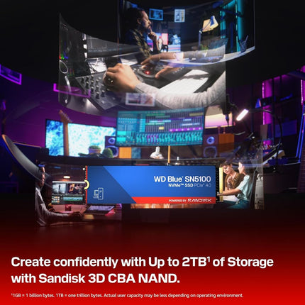 WD Blue SN5100 NVMe SSD 4TB (Up to 6,900 MB/s read speeds, M.2 2280, PCIe Gen 4.0, nCache 4.0, SANDISK 3D CBA NAND technology, Acronis True Image data migration software) POWERED BY SANDISK