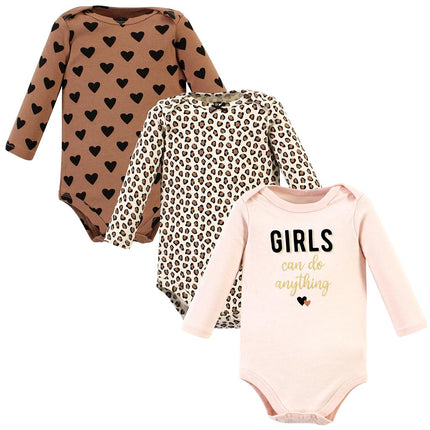Bodysuits de manga larga de algodón unisex de Hudson Baby, Cinnamon Hearts, prematuro, paquete de 3 Cinnamon Hearts, prematuro