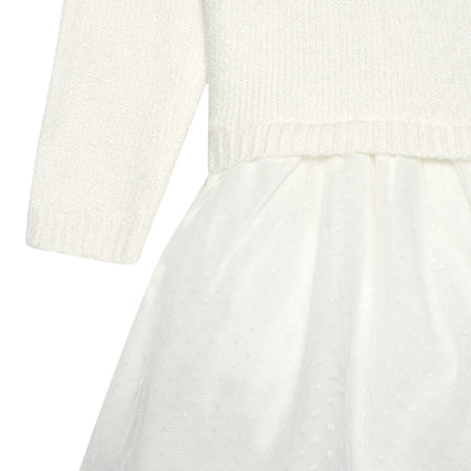 Vestido de suéter Gerber para bebé y niña pequeña con falda de tul, blanco, 2T