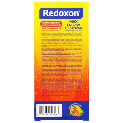 Redoxon Max Energy, aide à soutenir le système immunitaire, saveur agrumes, 20 comprimés effervescents, 80 g, boîte
