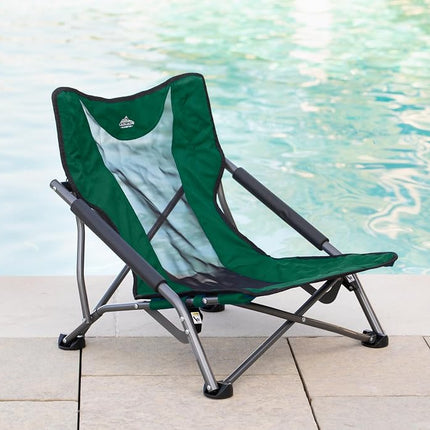 Cascade Mountain Tech Camping Chair - Low Profile Folding Chair for Camping, Beach, Picnic, Barbeques, Sporting Event with Carry Bag, Black
