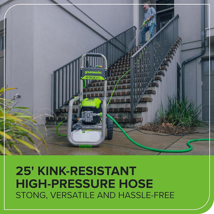 Greenworks Pro Brushless 2300 PSI (SGS Certified) 2.3 GPM Max / 1.2 GPM Electric Pressure Washer (Foldable Handles, Rugged Steel Frame, 25 FT Hose, 35 FT GFCI Power Cord)