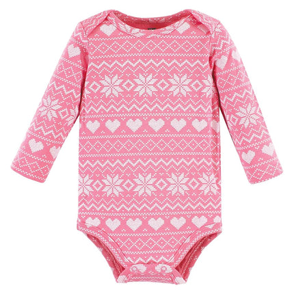 Lot de bodies à manches longues en coton unisexe Hudson Baby, motifs Élan et Ours roses, 9-12 mois