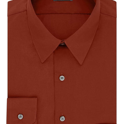 Van Heusen Men's Dress Shirt Fitted Poplin Solid, Persimmon, 15.5" Neck 36"-37" Sleeve