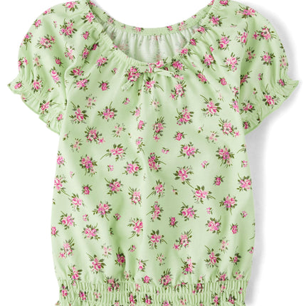 The Children's Place Girls' Smocked Short Sleeve T