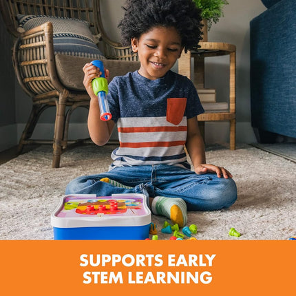 Educational Insights Design & Drill Riveting Workshop, 54 Pieces with Electric Toy Drill, STEM Toy, Boys & Girls Ages 3+