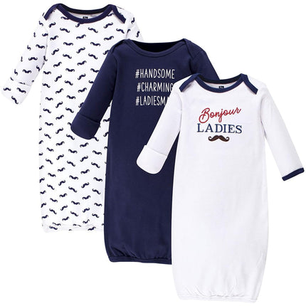 Hudson Baby Baby Girls' Cotton Gowns, Bonjour, 0-6 Months