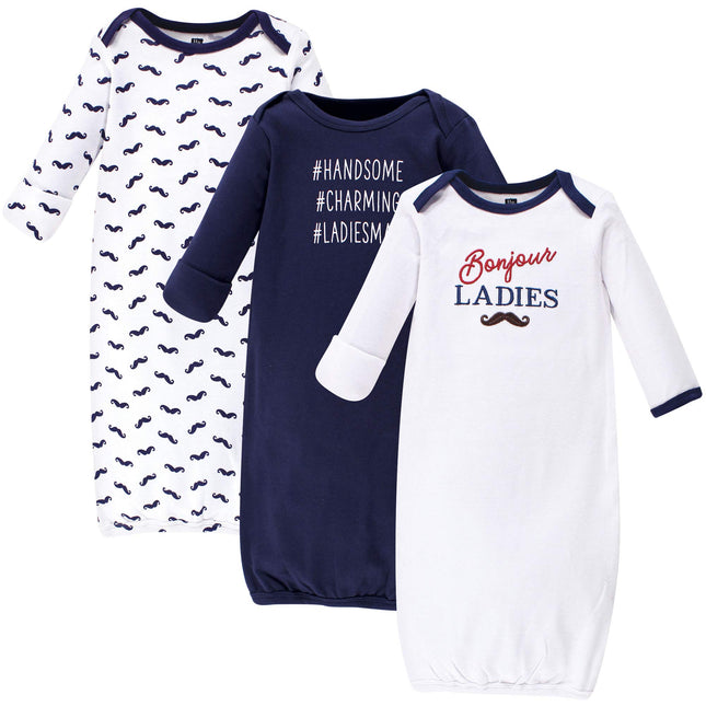 Hudson Baby Baby Girls' Cotton Gowns, Bonjour, 0-6
