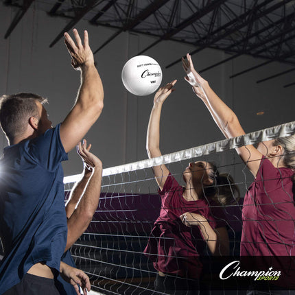Champion Sports Soft Touch Volleyball, Official Size, for Indoor and Outdoor Training, Practice, Recreation - Durable Volleyballs with Comfortable Synthetic Leather - Premium Volleyball Gear - White