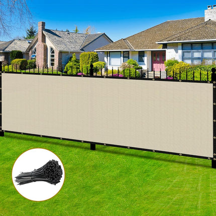 Coonoble Malla de ocultación para valla, para exteriores, 2,4 m x 15,2 m, color beige, de alta resistencia, con ojales, para patio, jardín, balcón