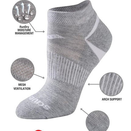 Saucony Women's Selective Cushion Performance Socks (6 & 12 Pairs), Grey Basic (12 Pairs), M