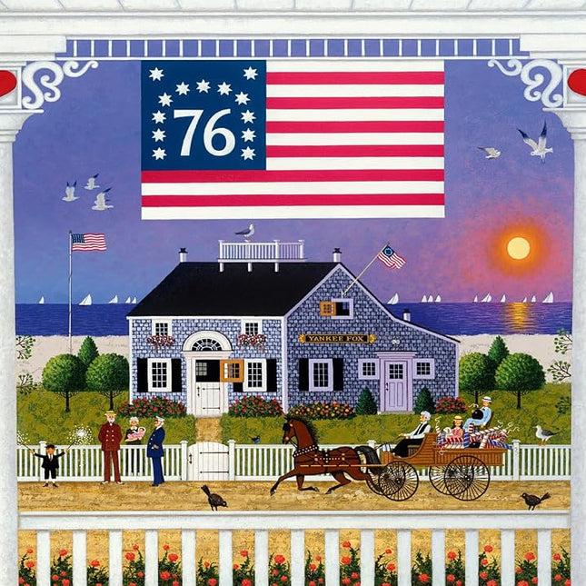 Buffalo Games Jigsaw Puzzles for Adults 500 Pieces - Charles Wysocki - Nantucket 4th of July - Hard Adult Puzzle with Reference Poster, Fun, Unique & Challenging for All Abilities, Large 21.25 x 15
