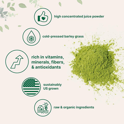 Micro Ingredients Organic Barley Grass Juice Powder, 10 Ounce, Cold Pressed, US Grown, Immune Vitamin, Fibers, Minerals, Antioxidants and Protein, Vegan