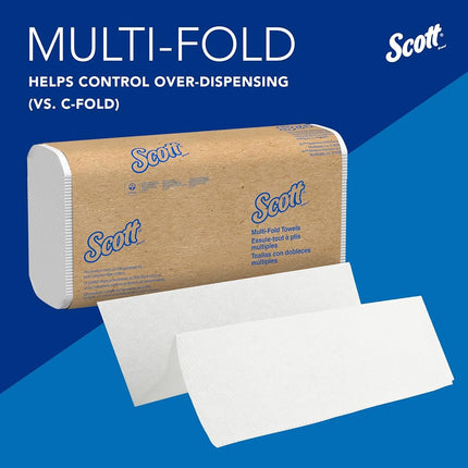 Scott Essential Multifold Paper Towels (01840) with Fast-Drying Absorbency Pockets, White, 250 Count (Pack of 16)