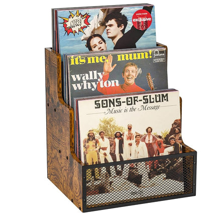 Yuzehuaza Rustic Stepped 3-Tier LP Vinyl Record Cr